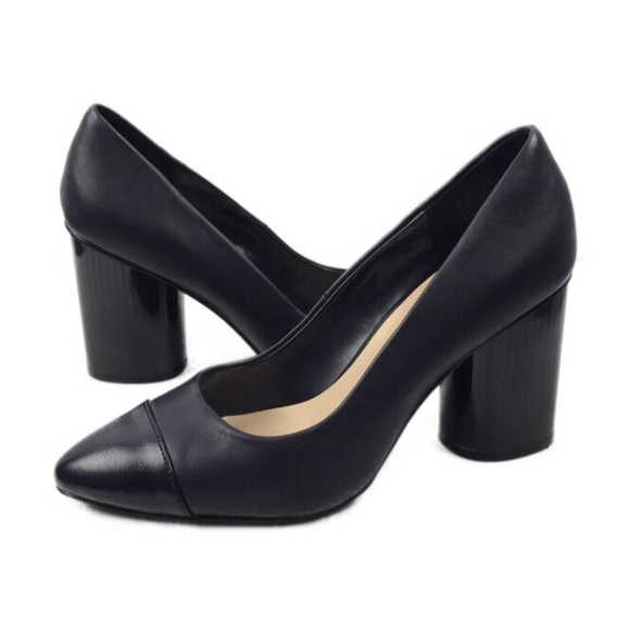 nine west chunky heel pump